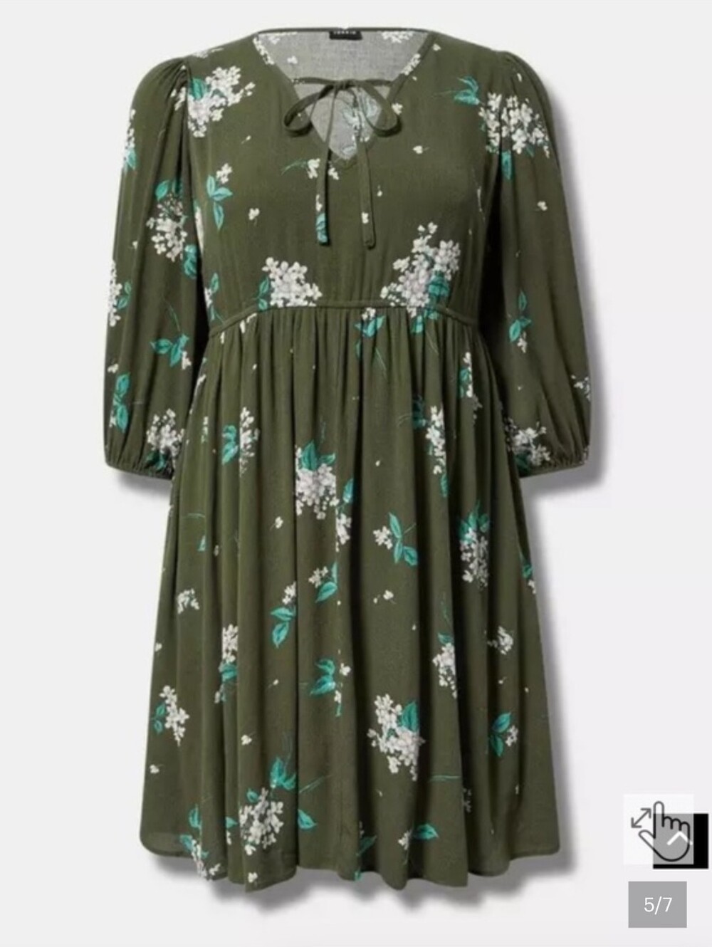 torrid 2 Olive Green Floral Long Sleeve Mini Dress